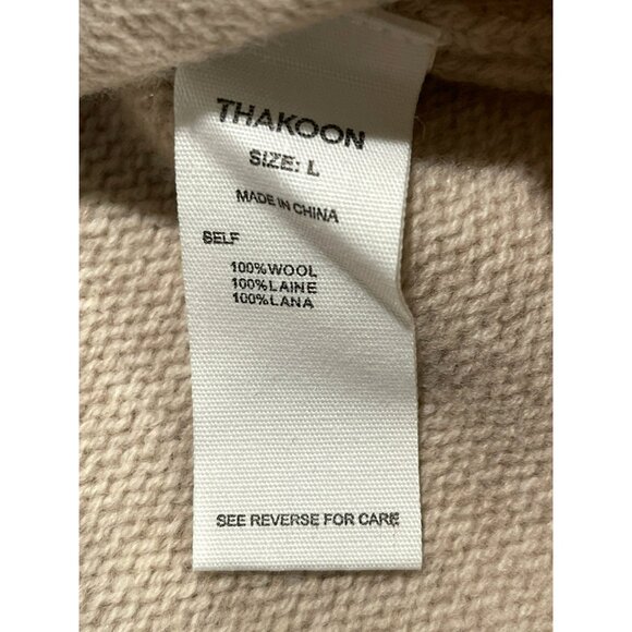 Thakoon Ribbed Sleeve Oatmeal Wool Sweater Large Pullover Knitwear NWT - Picture 4 of 4